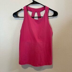 Athleta Pink Crop Cut Out Tank Top With Built-in Bra